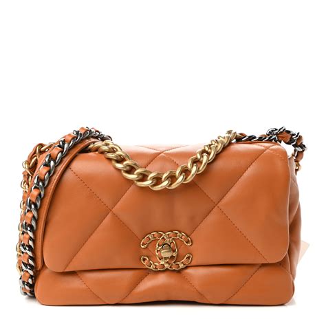 chanel 19 flap caramel|chanel 19 small price.